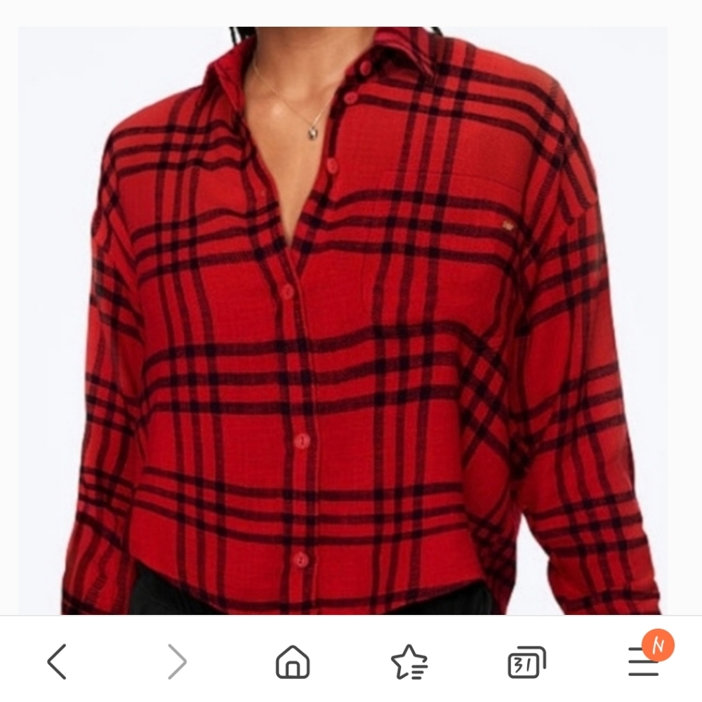 PINK FLANNEL CROPPED SHIRT